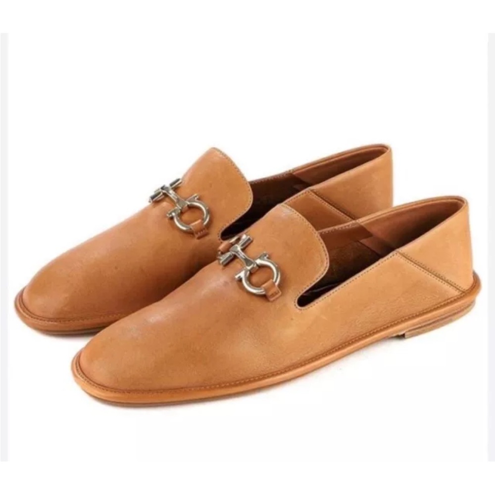 Salvatore Ferragamo Alete 9.5 C Soft Leather Loafers Gancini Women